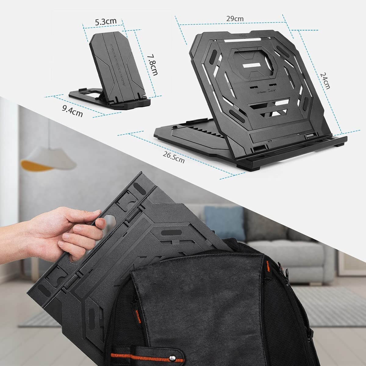 Frunsi graphics tablet stand can be folded and laid flat when not using it. It is lightweight and stylish, ideal for carrying around in a travel bag.